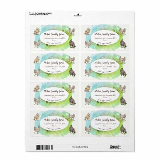 Gouden Rand Roze Modern Ei Carton Label (Full Sheet)