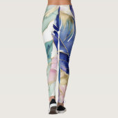 Gouden rand tropische bladeren in levendige harmon leggings (Achterkant)