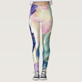 Gouden rand tropische bladeren in levendige harmon leggings (Voorkant)
