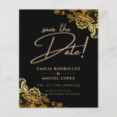 GOUDEN RAND Zwarte All-in1 Trouwkaart Save the Dat Flyer (Voorkant)