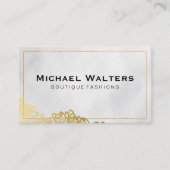 Gouden randen Witte textuur achtergrond Visitekaartje (Voorkant)