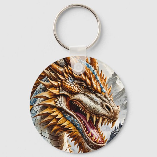 Gouden Realistische Draak Sleutelhanger (Voorkant)