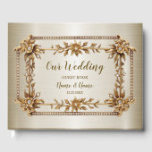 Gouden Rechthoek Dimond Flowers Shiny Elegant Gastenboek (Voorkant)