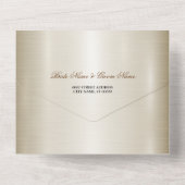 Gouden Rechthoek Dimond Flowers Shiny Wedding All In One Uitnodiging (Achterkant)
