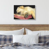 gouden rector slaapt op oud boek canvas afdruk (Insitu (Slaapkamer))