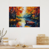 Gouden reflectie op de Autumn River Poster (Keuken)
