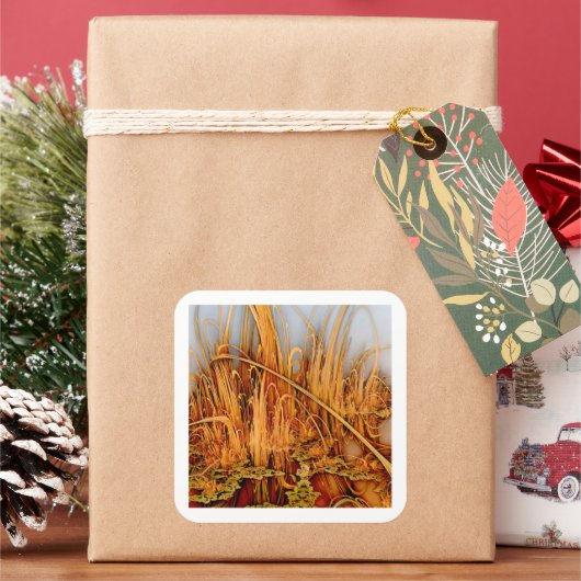 Gouden reflecties  vierkante sticker (Feestdagen)