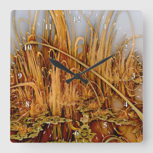 Gouden Reflecties Vierkante Wandklok Klok