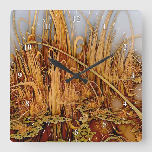 Gouden Reflecties Vierkante Wandklok Vierkante Klok (Voorkant)