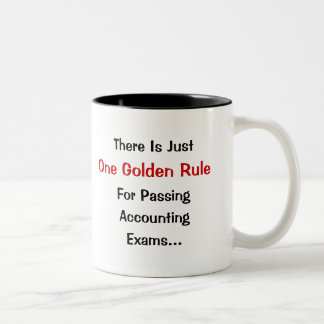 Gouden regel voor boekhoudkundige examens tweekleurige koffiemok