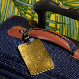 gouden reliëfkaart Newport Beach Bagagelabel