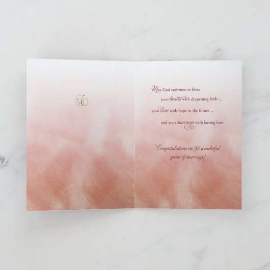 Gouden Religieuze 50ste Huwelijksverjaardag, Rozen Kaart (Binnen)