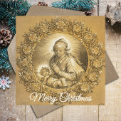 Gouden Religieuze Christelijke Familie Foto Kerst Feestdagenkaart