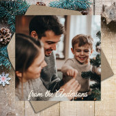 Gouden Religieuze Christelijke Familie Foto Kerst Feestdagenkaart