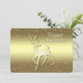 Gouden Rendier Besneeuwde Kerstkaart (Staand voorkant)