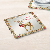 Gouden Rendier Kerst Papier Onderzetter (Schuin)