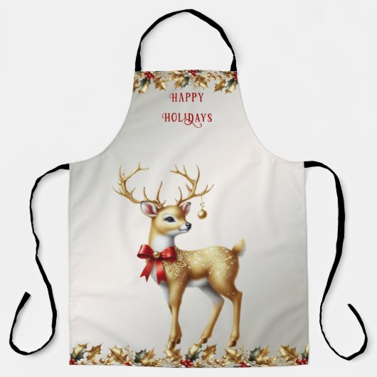 Gouden Rendier Kerst Schort (Voorkant)