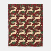 Gouden rendier op  Faux Red Green Velvet Fleece Deken (Voorkant)