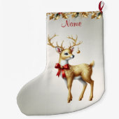 Gouden rendier vakantie voorraad grote kerstsok (Achterkant)