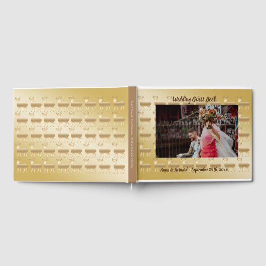 Gouden rendieren & 1 bruiloft aangepaste Afbeeldin Gastenboek (Volledig)