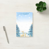 Gouden rendieren, blauwe dennenbomen post-it® notes (Kantoor)