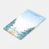 Gouden rendieren, blauwe dennenbomen post-it® notes (Schuin)