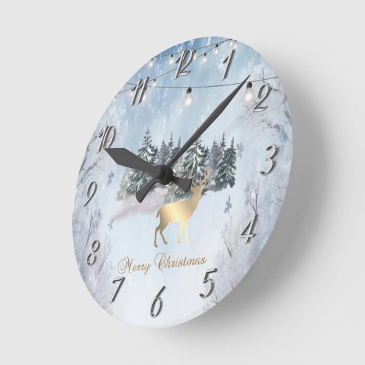 Gouden rendieren, bos, String Lights Landschap Ronde Klok (Hoek)