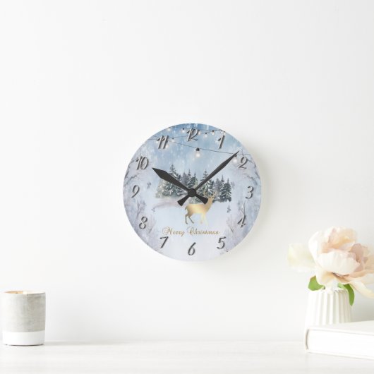 Gouden rendieren, bos, String Lights Landschap Ronde Klok (Huis)