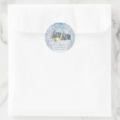 Gouden rendieren, bos, String Lights Landschap Ronde Sticker (Tas)