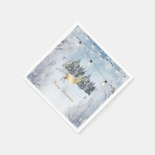 Gouden rendieren, bos, String Lights Landschap Servet (Hoek)