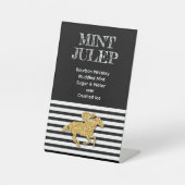 Gouden renpaard Mint Julep Reclamebord Met Voetstuk (Voorkant)