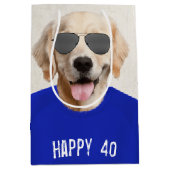 Gouden Retriever 40th Verjaardag Medium Gift Bag Medium Cadeauzakje (Voorkant)