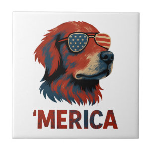 Gouden Retriever 4 juli Merica T-shirt Tegeltje