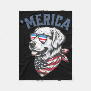 Gouden Retriever 4 juli Merica VS Zonnebril Fleece Deken
