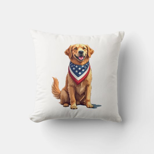 Gouden Retriever 4 juli Vintage Patriottische T-sh Kussen (Voorkant)