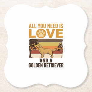 Gouden Retriever Alles wat je nodig hebt is Liefde Kartonnen Onderzetters