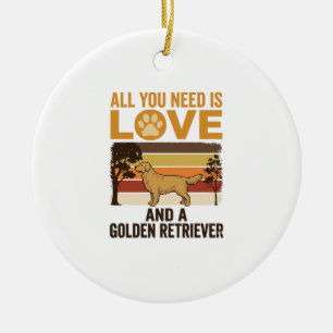 Gouden Retriever Alles wat je nodig hebt is Liefde Keramisch Ornament