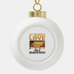 Gouden Retriever Alles wat je nodig hebt is Liefde Keramische Bal Ornament
