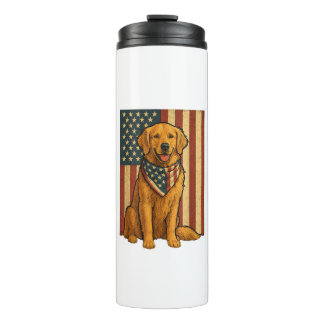 Gouden Retriever Amerikaanse Vlag Thermosbeker