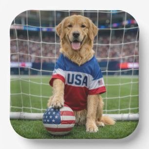 Gouden Retriever Amerikaanse Voetbalspeler Papieren Bordje