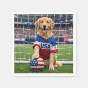 Gouden Retriever Amerikaanse Voetbalspeler Servet