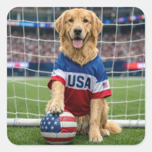 Gouden Retriever Amerikaanse Voetbalspeler Vierkante Sticker