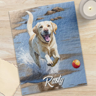 Gouden Retriever Apport Waterverf Strand Hond Legpuzzel