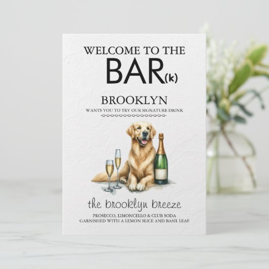 Gouden Retriever Bar Menu (Staand voorkant)