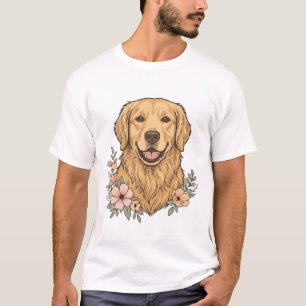 Gouden Retriever Bloemige Vintage Graveerontwerp_1 T-shirt