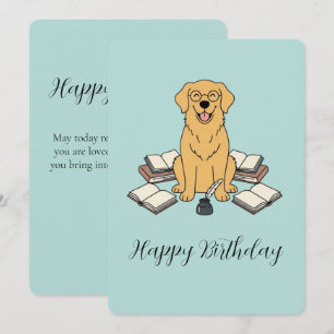 Gouden Retriever Boekenwurm Opal Verjaardagsgroet Kaart
