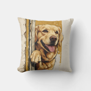 Gouden Retriever die deur bekijkt Worpkussen Kussen