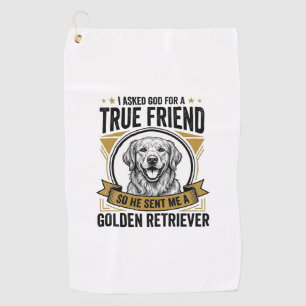 Gouden Retriever Echte Vriend Vintage Hond Liefheb Golfhanddoek