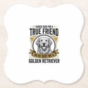 Gouden Retriever Echte Vriend Vintage Hond Liefheb Kartonnen Onderzetters