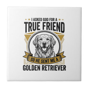 Gouden Retriever Echte Vriend Vintage Hond Liefheb Tegeltje